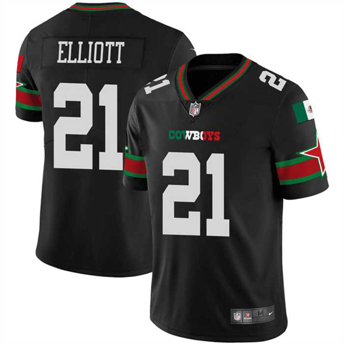 Mens Dallas Cowboys #21 Ezekiel Elliott Black Mexico Vapor Limited Stitched Jersey Dzhi